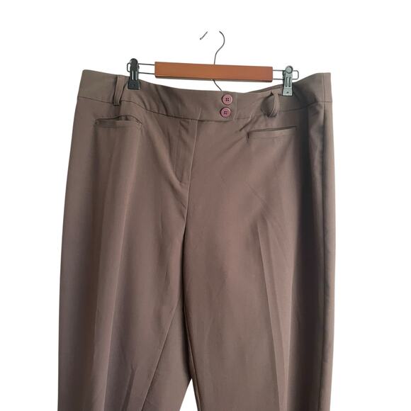 Avenue Women Pants  Brown Straight‎ Leg High Rise Office Travel Neutral Capsule - Picture 5 of 10